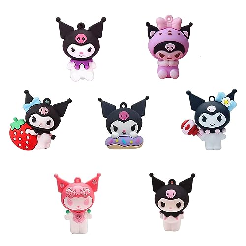 Image of 7 Pcs Kawaii Anime Cake Topper,Educatgame Cute Anime Figures Set, Great for Theme Birthday Party Decoration Supplies,Keychains,Anime Fans or Friends Gifts