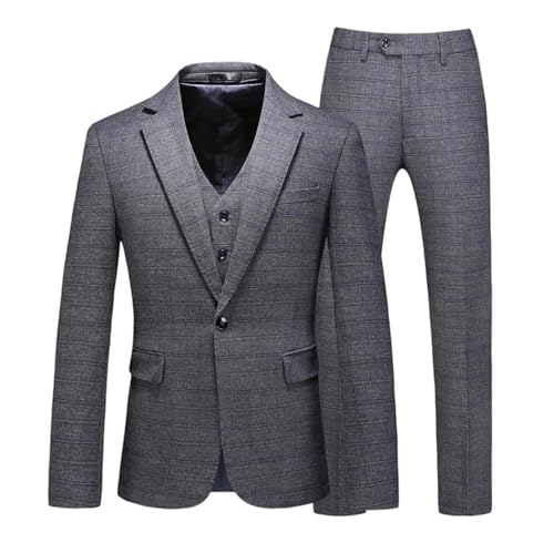 Men's Business Casual Three-Piece Suit Set Vest Trousers Groom Wedding Outfit Work Office Stylish Outfit