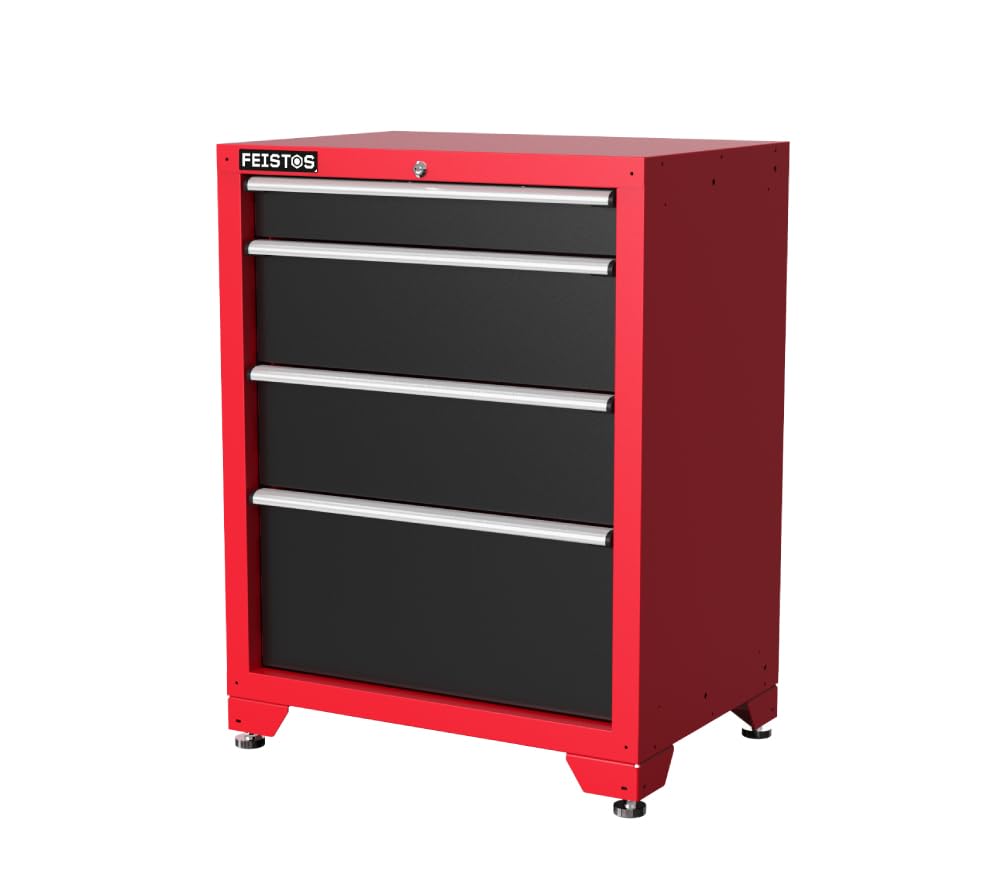 Werkstatteinrichtung | Werkzeugschrank Juno 14 | inkl. Lochwand | Schwarz/Rot | 264x46x198 cm