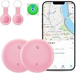 (2個セット） エアタグ apple 紛失防止タグ 超薄型 gps タグ Appleの「探す」に対応(iOS端末のみ)スマートタグ 紛失防止タグ gps 小型 バレない 車両追跡/盗難対策/財布忘れ物防止 タグ 追跡タグ 超軽量 高齢者に良い/スマホ/カバン/キー/荷物/電池交換可能 日本語説明書付き（ピンク）