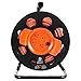 VEVOR 100FT Retractable Extension Cord Reel, with 4 Outlets and Dust Cover, Heavy Duty 12AWG SJTOW Power Cord, Portable Handle and Safety Overload Circuit Breaker, for Outdoor Indoor Toolshed Garage