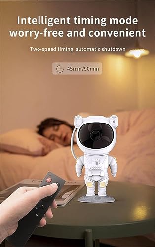 Image of Astronaut Galaxy Star Projector Night Light /Lamp With Remote Control | Rechargeable 360 Rotation Magnetic Usb Adjustable Timer Night Light For Kids - Abs, Fluorescent, White