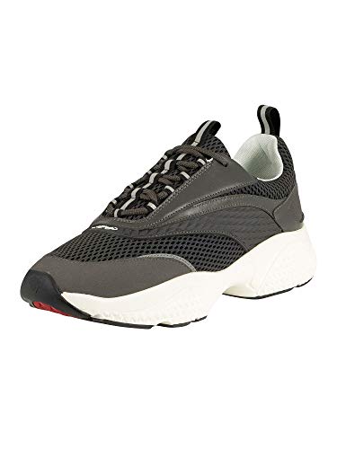 ED HARDY pour des Hommes Baskets en Cuir Runner Scale 3M, Gris, 43 EU