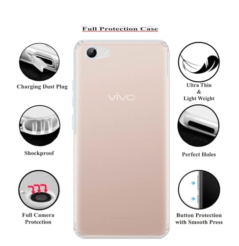 Image of COVERBLACK Soft Rubber Silicon Clear Back Cover Compatible Model for Vivo V5 - Transparent