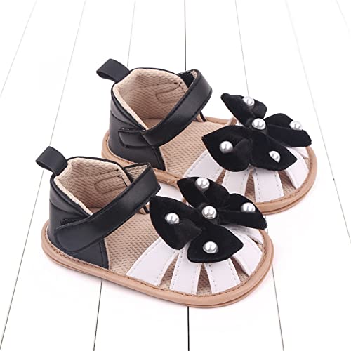 sfdgfhyf Toddler Sport Shoes Infant Toddler Girls Summer Sandals Flat Bottom Lightweight Breathable Hook Loop Bow Pearl3