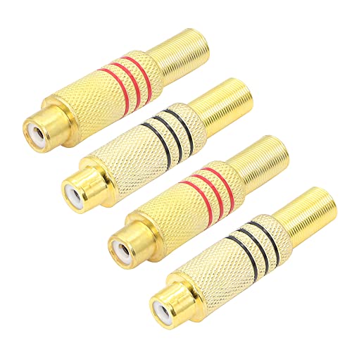 PNGKNYOCN RCA Audio Connector, Screws Audio Video AV Stereo Female Jack with Spring Coaxial Audio Gold Plated Solder Adapter ?4-Pack?