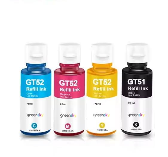 Image of Compatible Inkjet Refill Ink for HP Ink Tank GT51 GT52 Series Replacement Ink for HP 310,315,319,410,415,419,450,510,550,610,GT5810 GT5820,GT5811 Printer (Color Set (BK-70ml /CMY-70ml))