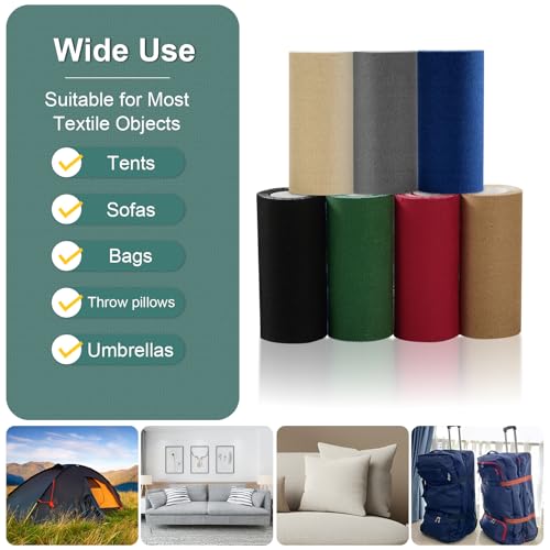 Image of Linen Canvas Repair Tape, 4 inch x 63 inch Navy Blue Waterproof Self-Adhesive Patch for Outdoor Gear, Durable and Weatherproof Fabric Tape for Boat Covers, Tents, Sofas, Sun Shades, Awnings, and Lounge Chairs