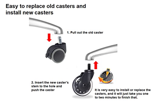Office Chair Caster Wheels (3In,Set Of 5),Universal Fit For Most Chairs,Applicable For Tile, Hardwood Floors And Carpets, Not Compatible With Ikea (Transparent) #TOP6