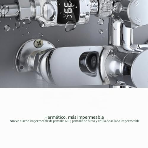 Haofy Termómetro de pantalla LED digital impermeable de acero inoxidable, termómetro de ducha, monitor de temperatura del agua del grifo con tuerca de 1/2 pulgada para el hogar, baño, bañera, cocina