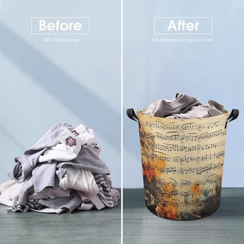 Panier à linge pliable grand format imprimé notes de musique pour buanderie