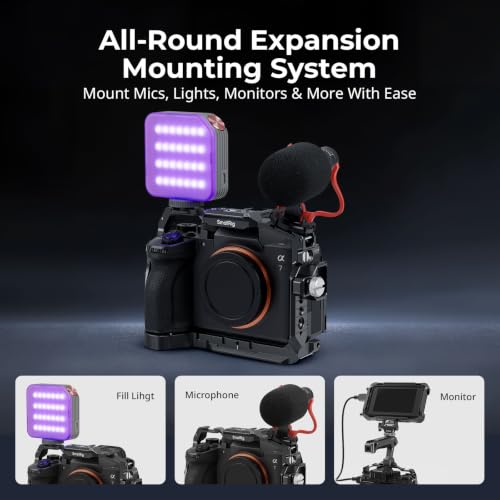 Image of SmallRig HawkLock A7 V /A7R V /A7 IV Cage Kit for Sony Alpha 7 V /7R V /7 IV, with H21 NATO Top Handle, H21 NATO Rail, Quick Release Plate for Arca, Cable Clamp for HDMI