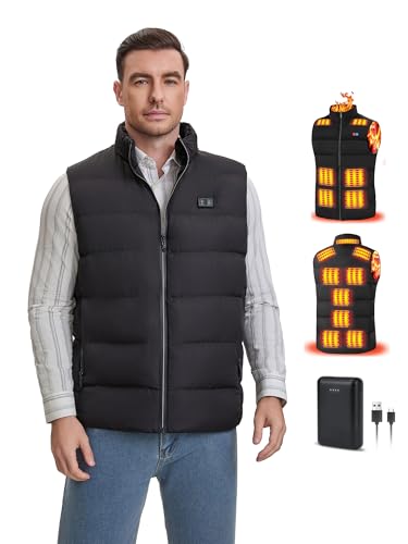 Rrtizan - Rrtizan Heated Vest for Men, 15 Heating Zones with Carbon Fiber Heating, 3 Temperature Levels, Waterproof & Windproof, Includes 10000mAh Battery for Winter Outdoor Hunting, Hiking, Camping（0085，M） - -19%