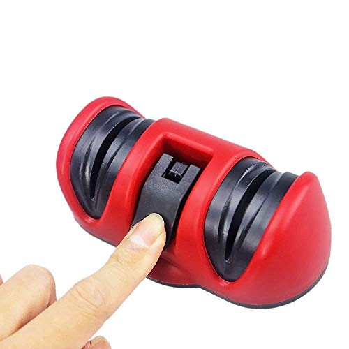 Flipco Kitchen Two Stages Knife Dual Diamond Sharpener Vacuum Sucker Anti-Slip Ceramics Abrasive Wheel Sharpening Stone with Suction Pad Grinder Safety Kitchen Tool Set