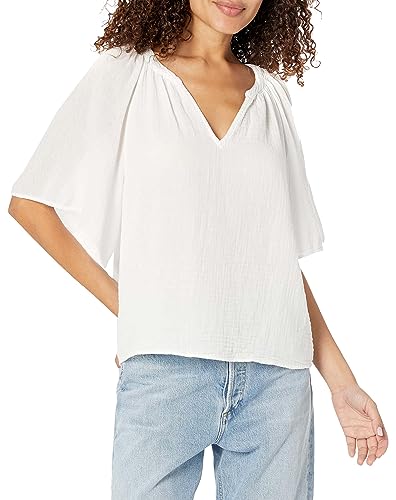 Velvet by Graham & Spencer Womens Belle Cotton Gauze TopBlouse, White, S