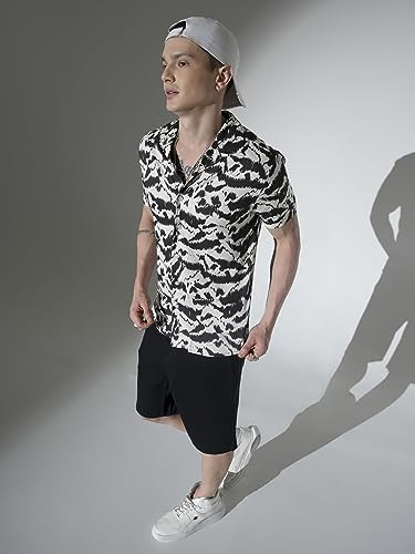 Image of Hubberholme Men's Rayon Relaxed Fit Printed Half Sleeve Resort Shirt
