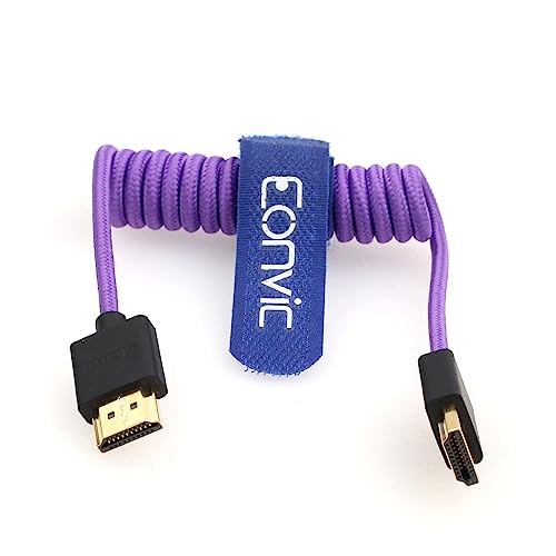 Eonvic 2.1 8K HDMI Extender, Purple Coiled Cable for Atomos Ninja V Sony a7siii, Portkeys BM5 Monitor - Image 4