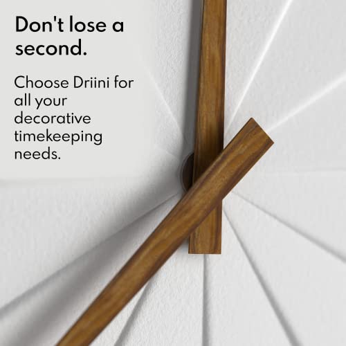 Driini Staircase Modern Wall Clock - Unique 11.2 In. Frameless Concrete Design - Contemporary, Minimalist Decor; No Numbers - Silent Battery Operated Clocks With Decorative Wooden Hands; White #TOP5