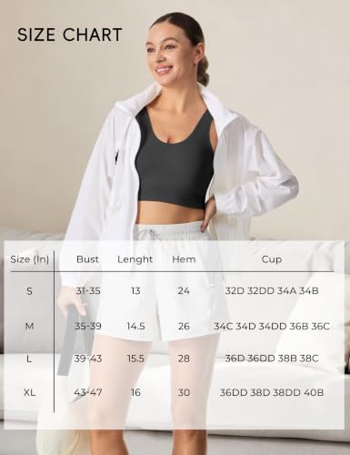Women Built in Bra Tank Top High Impact Longline Padded Sports Bra Black - image 6