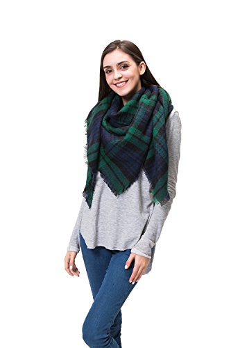 Lemef Women Stylish Warm Tartan Blanket Scarf Large Gorgeous Plaid Wrap Shawl