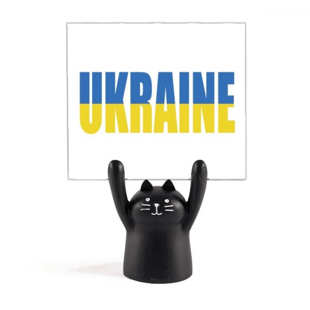 Porte-mémo chat noir avec drapeau ukrainien pour bureau - 4