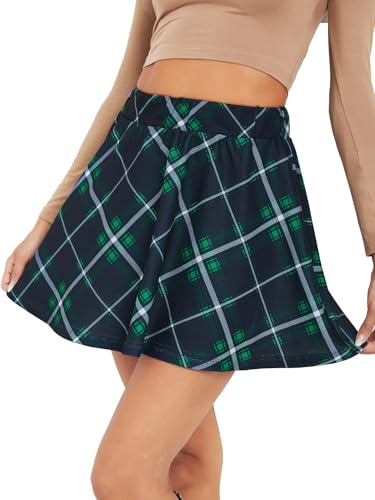 Women's Plaid A Line Mini Skirt High Waisted Flared Vintage Preppy Fall Spring Skirt