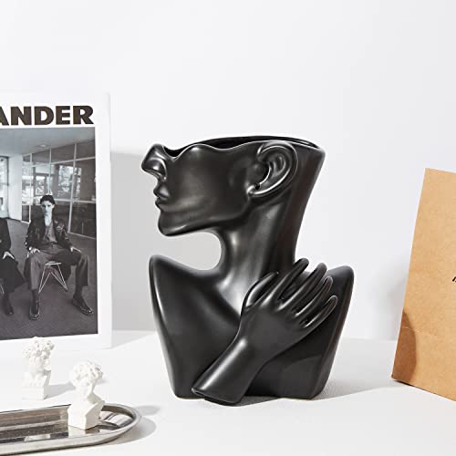 Katoonx Ceramic Greek Statue Face Vase Black Creative Head Sculpture For Home Decoration #TOP2