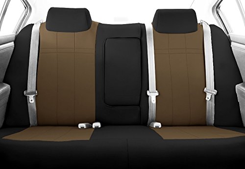 CalTrend Rear 40/60 Split Back & Solid Cushion Seats, NeoSupreme Seat Covers for 2014-2018 Subaru Forester Beige Beige Insert with Black Trim