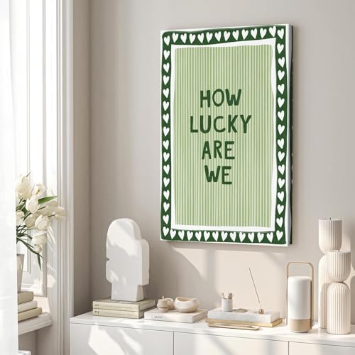 How Lucky Are We Poster Canvas,Green Stripe Quote Wall Art,24X36 Framed by Generic - Used condition - Image 5