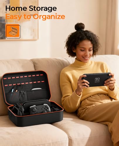 Image of COOWPS Switch 2 Case for Nintendo Switch 2, with 4Pcs Thumb Grips, 20 Game Card Slots, Portable Full Protection All In One Travel Storage Case for Switch 2 Console Pro Controller Accessories