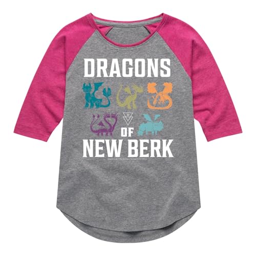 How to Train Your Dragon - Dragons of New Berk - Toddler and Youth Girls Raglan Graphic T-Shirt
