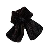  DTLDYG Femme Forrure Echarpe Vraie Fourrure de Vison Tricoté Écharpe Hiver Cou Chaud 90x13cm (Marron Foncé)