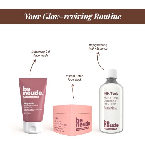 Image of Neude Brightside 50ml Detan & Brightening Gel Face Wash with Goat Milk, Vitamin C & Tartaric Acid for Dark Spot Removal, Pigmentation & Glow, Face Wash for Men & Women
