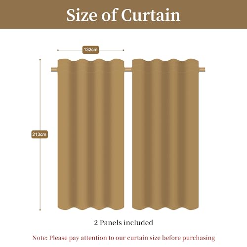 TOPLUXE Damask Curtains for Windows, Blackout Curtains for Bedroom Living Room Kitchen, 2 Panels Bronze Drapes with Tiebacks, Rod Pocket 132x213cm (Bronze)