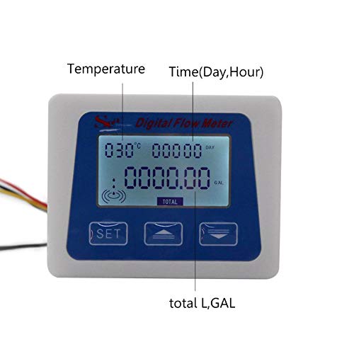 Medidor de flujo digital Caudalímetro de agua Registro de tiempo de temperatura con sensor de flujo G1/2