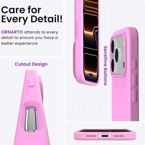 ORNARTO Compatible with iPhone 17 Pro Case 6.3", Slim Liquid Silicone 4 Layers Full Covered Soft Gel Rubber Shockproof Cover, Protective Phone Case for iPhone 17 Pro-Cherry Blossom by ORNARTO - Used condition - Image 5