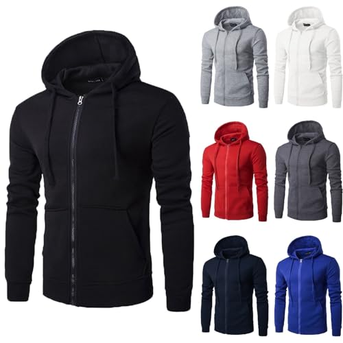 Full Zip Up Hoodie Men Hoodies Heavyweight Fleece Sweatshirt Slim Fit Jackets with Pockets3