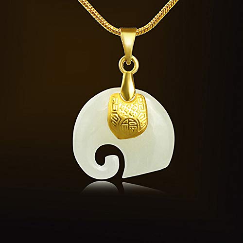 EASTCODE Gold Jade Pendant Necklace Drop Shipping Hetian Jade Elephant Pendant Lucky Amulet 24K Gold Jewelry for Women Men