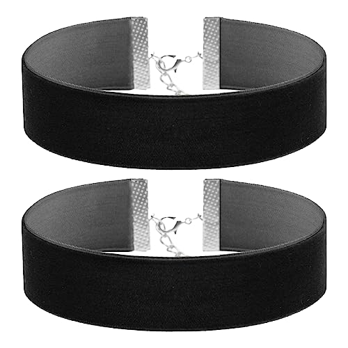 JITNGA 2 Stück Velvet Chokers Band Choker Halskette Punk Schmuck Choker Sexy Halsband Für Damen Mädchen (Schwarz)