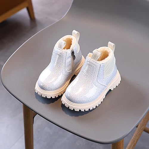 Girls Winter Ankle Boots Side Zip Fuzzy Fleece Lined Slip On Warm Casual Short Booties Faux Leather Combat Boot4