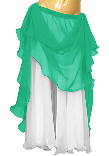 Indian Trendy Women's Summer Chiffon Floor Length Beach Maxi Skirt 2 Layer Reversible Belly Dance2