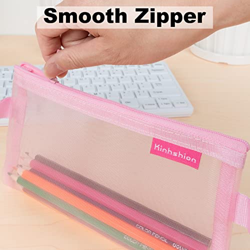 CKJ Clear Pencil Case 3Pcs, Pencil Bag for Exam, Zip Wallets Folders, Mesh Pencil Pouch for School Supplies, Bills, Cosmetics, Stationery and Travel Accessories (Pink, Green, Blue) - Image 3