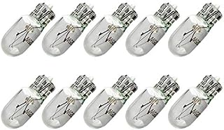 Jopto 10PCS T10 W5W HOD Halogen Bulb 501 Wedge Base Capless Sidelight Xenon Gas Car Warm White Lamps Turn Side License Plate Light Car Reverse Parking Bulb Door Reading Interior Dashboard Lamp DC 12V