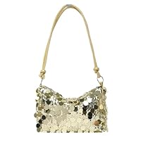 CHUANFU Bolso de Mano para Mujer de Dorado con Purpurina, Clutch Fiesta Bolso de Noche Clásico y Versátil, Bolsos de Hombro de Brillante, para Fiesta Boda Banquete
