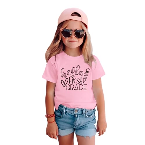 Hello 1st 2nd 3rd 4th Grade Shirts for Boys Girls Back to School T-Shirt Kids First Day of School Gift Tee Tops 6-11Y