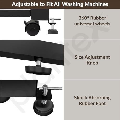 Image of Plantex Adjustable Washing Machine Stand /Fridge Trolley with Wheels /Stand for Fridge, Air Cooler, Dishwasher /Anti-Vibration Heavy Duty 170 kg Load Capacity - Black