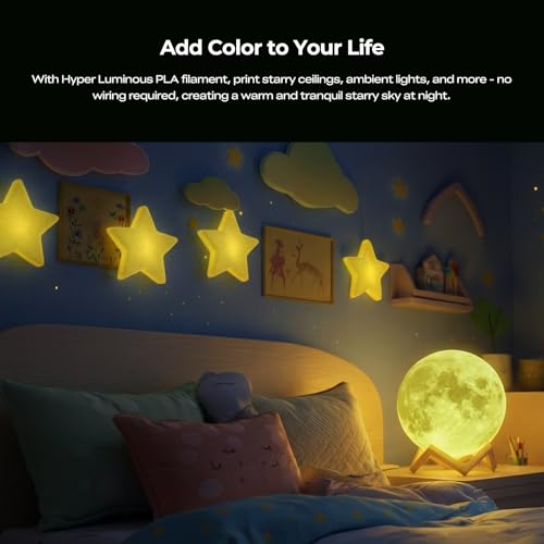 Image of Creality Hyper Glow-in-the-Dark PLA Filament 1.75mm 1KG, RFID Smart, Bright Long-Lasting Glow, High-Speed 30-600mm /s, Easy Printing, Fits Most 3D Printers (Blue)