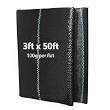 Landscape Fabric Weed Barrier, 3ft x 50ft Heavy Duty Geotextile Ground Cover Polypropylene, Garden Weed Blocker Weed Mat, Black