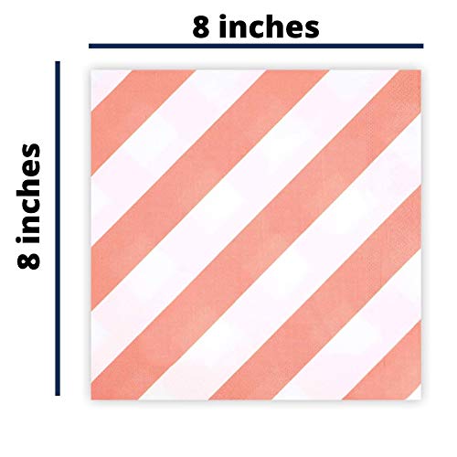 Orange Striped Cocktail Napkins, Birthday, Bachelorette Party, Bulk Party Supplies, 8 X 8 Inches, 2 Pack, 40 Count Total #TOP1