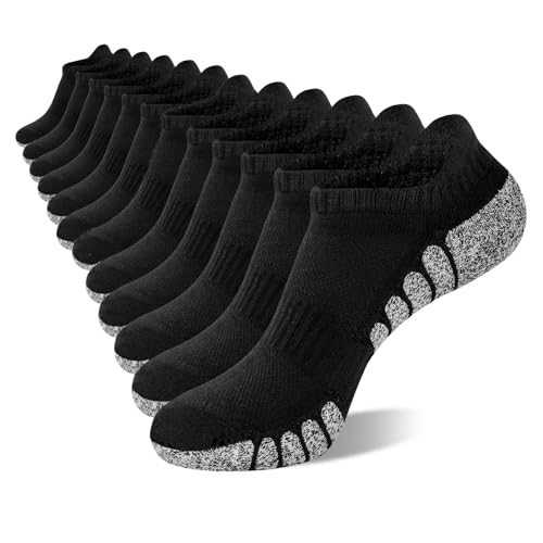 Mens Ankle Athletic Running Socks Low Cut Sports Cushioned Socks for Men 6 Pairs